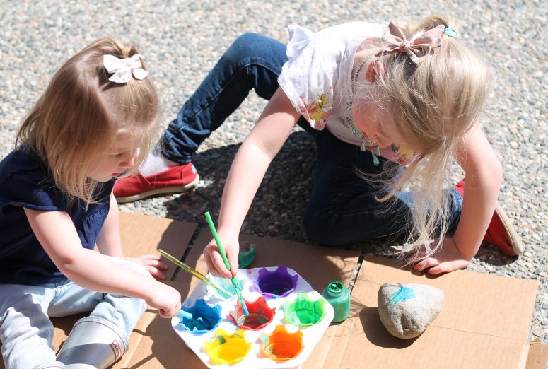 Rock painting with kids